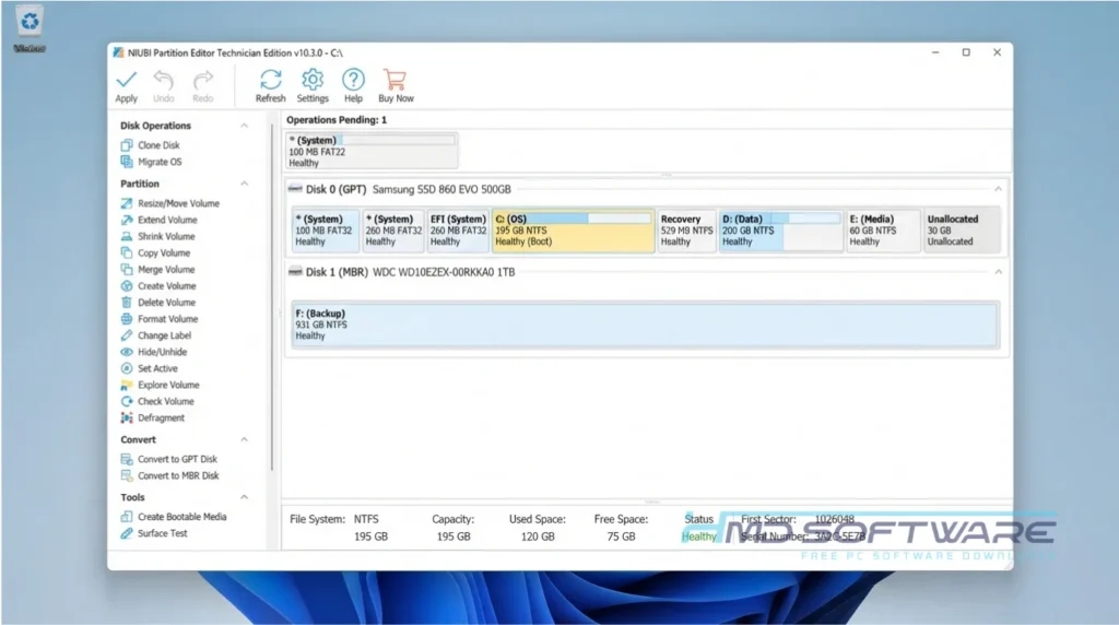 NIUBI Partition Editor 10.3.0 main work by HMD Software