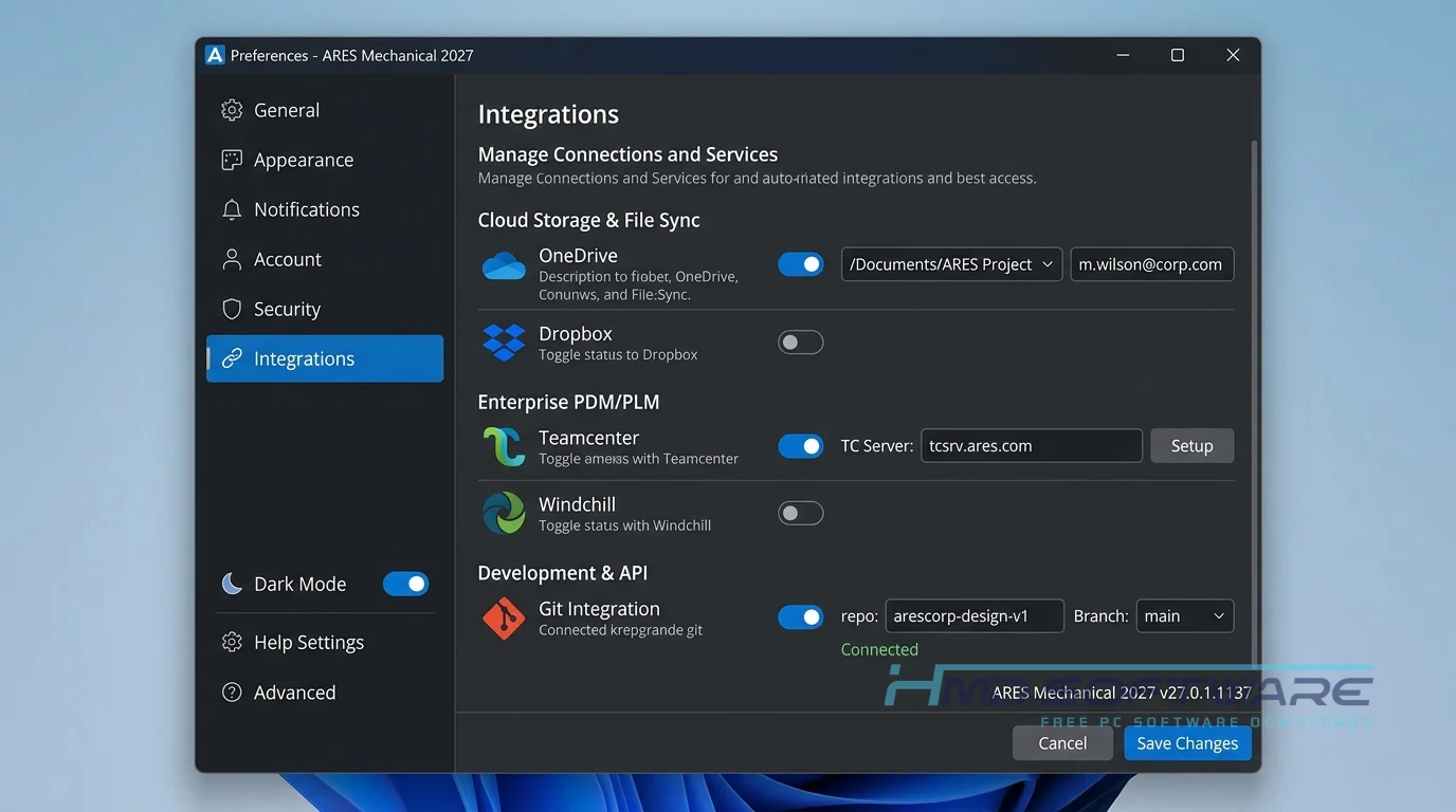 ARES Mechanical 2027 27.0.1.1137 setting by HMD Software