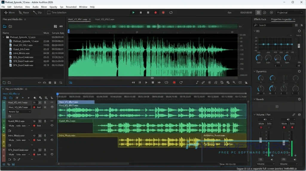 Adobe Audition 2026 workspace open By HMD Software