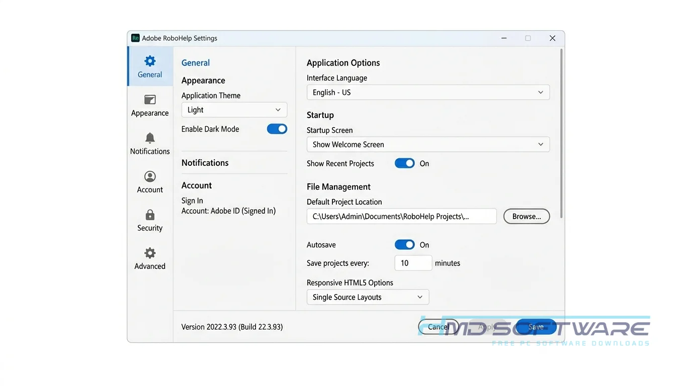 Adobe RoboHelp 2022.3.93 Setting by HMD Software