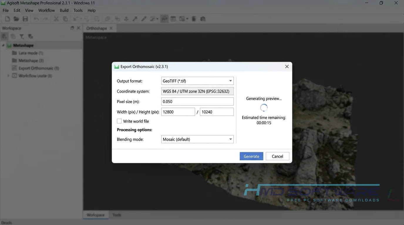 Agisoft Metashape Professional 2.3.1 Modal Dialog by HMD Software