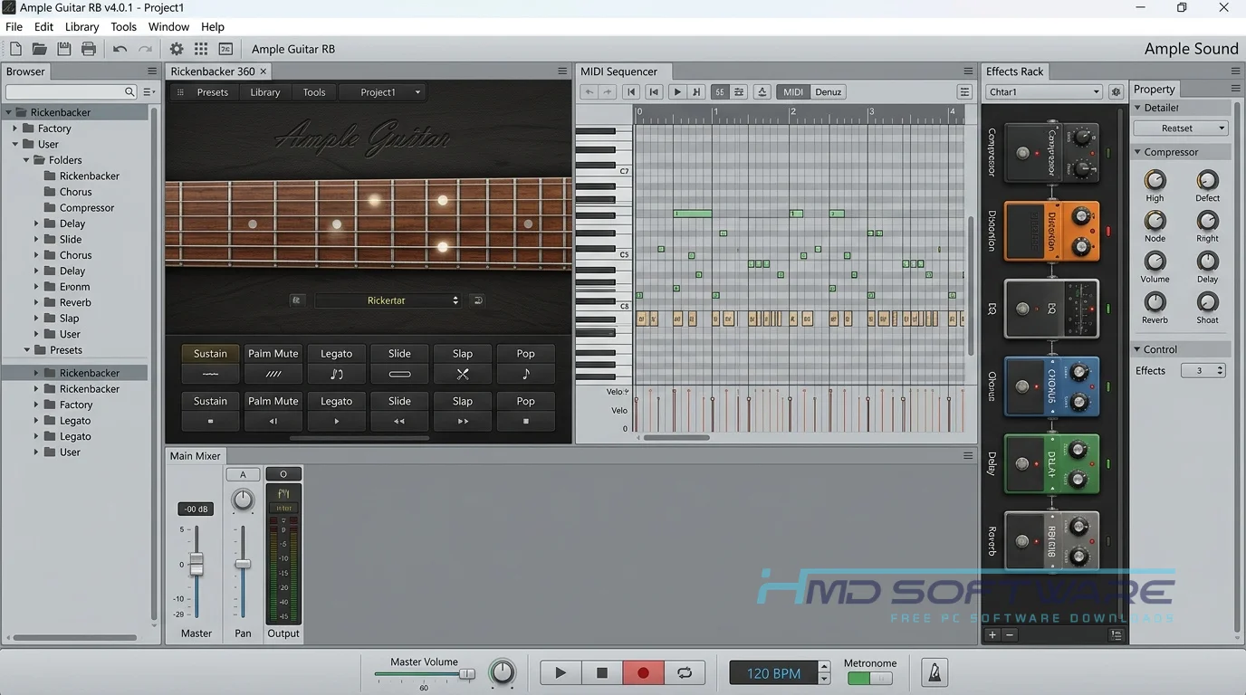 Ample Guitar RB main screen by HMD Software