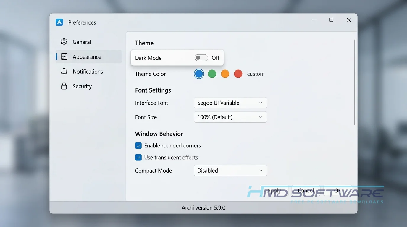 Archi 5.9.0 Settings by HMD Software