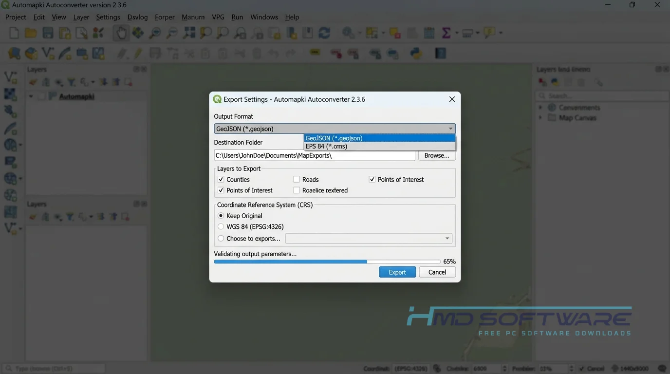 Automapki Autoconverter 2.3.6 Modal Dialog by HMD Software
