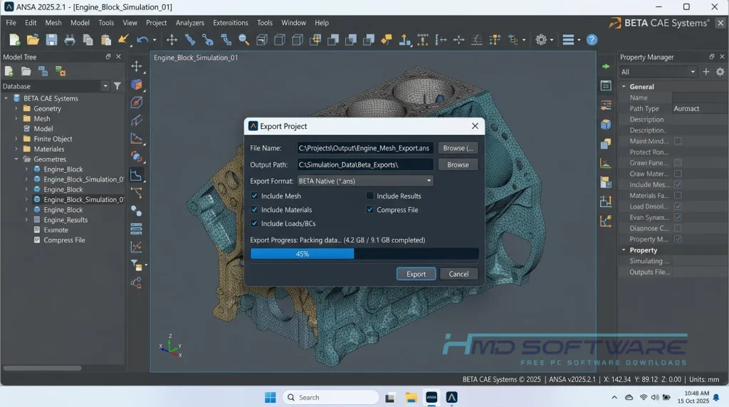 BETA CAE Systems export dialog by HMD Software