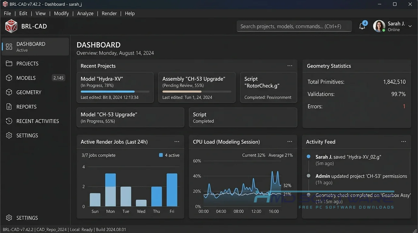 BRL-CAD 7.42.2 dashboard by HMD Software