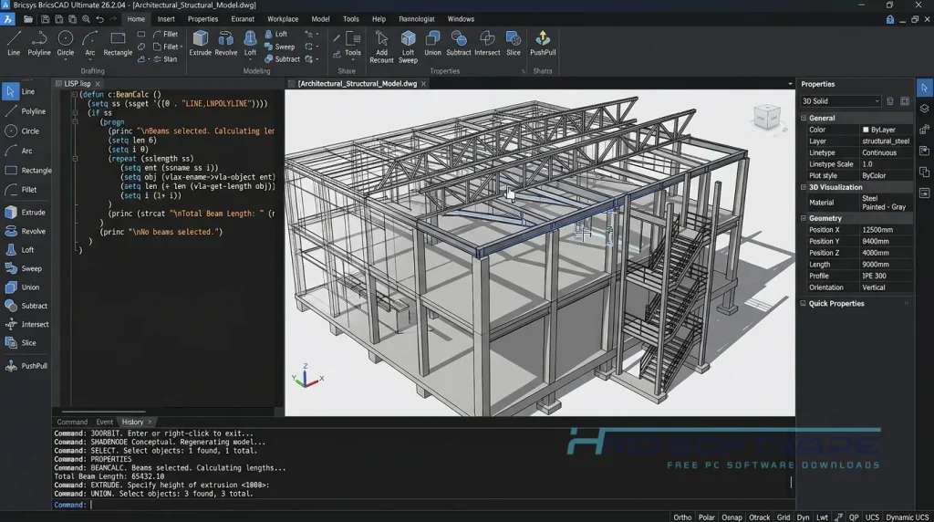 BricsCAD Ultimate 26.2.04 screen by HMD Software