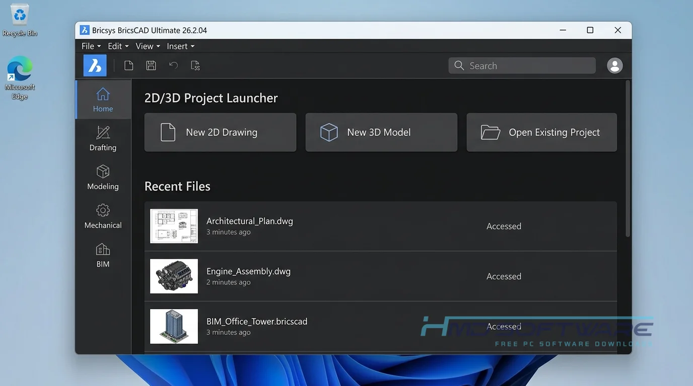 Bricsys BricsCAD Ultimate 2026 26.2.04 dashboard by HMD Software