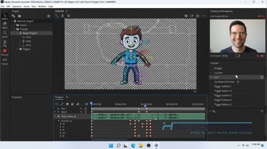 Character Animator workspace interface By HMD Software