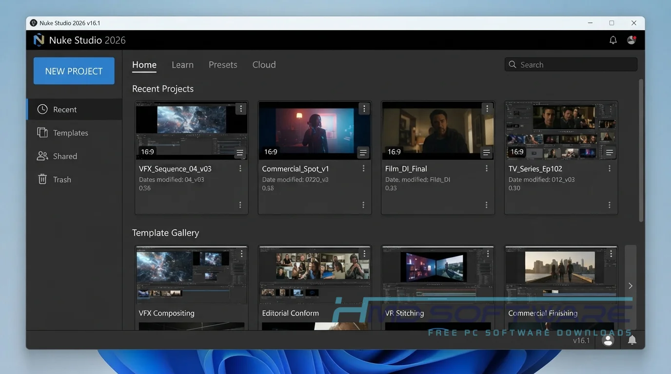 Nuke Studio 2026 16.1 dashboard screen capture By HMD Software
