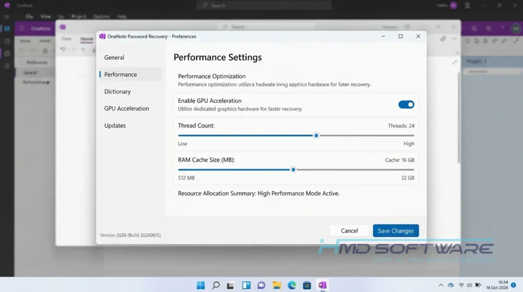 OneNote password recovery preference by HMD Software