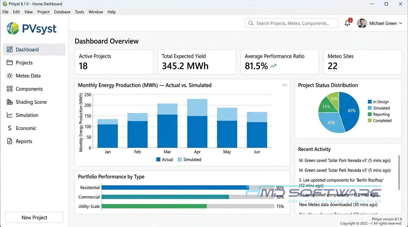 PVsyst 2026 8.1.0 dashboard by HMD SoftwarePVsyst 2026 8.1.0 dashboard by HMD Software