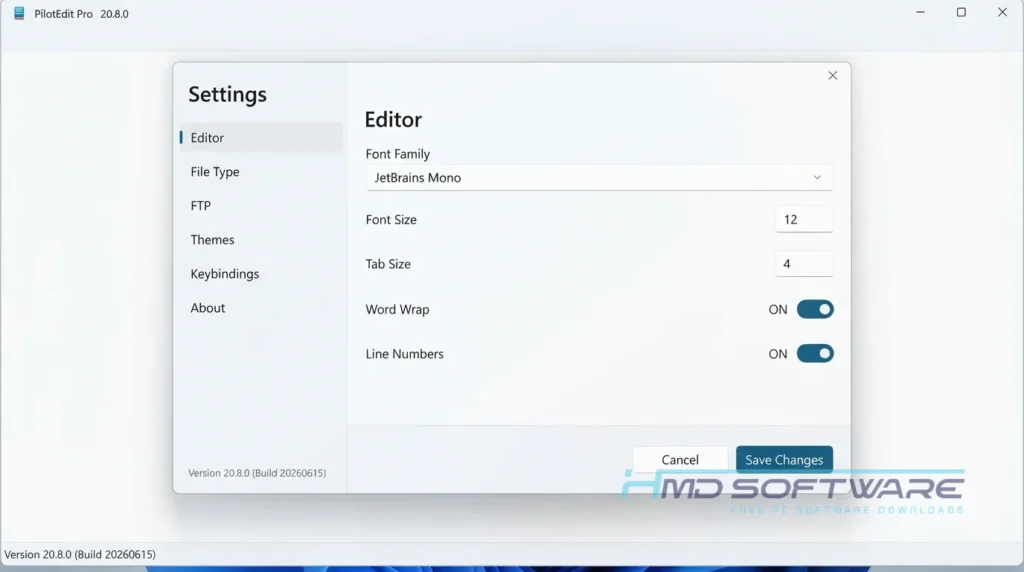 PilotEdit Pro settings window by HMD Software