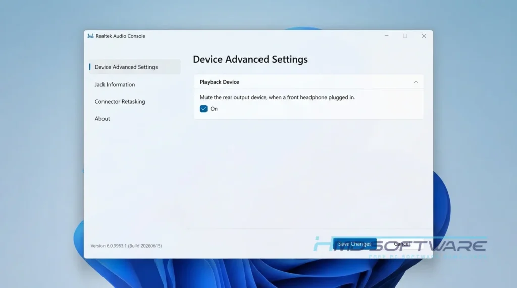 Realtek Audio Drivers Settings work by HMD Software