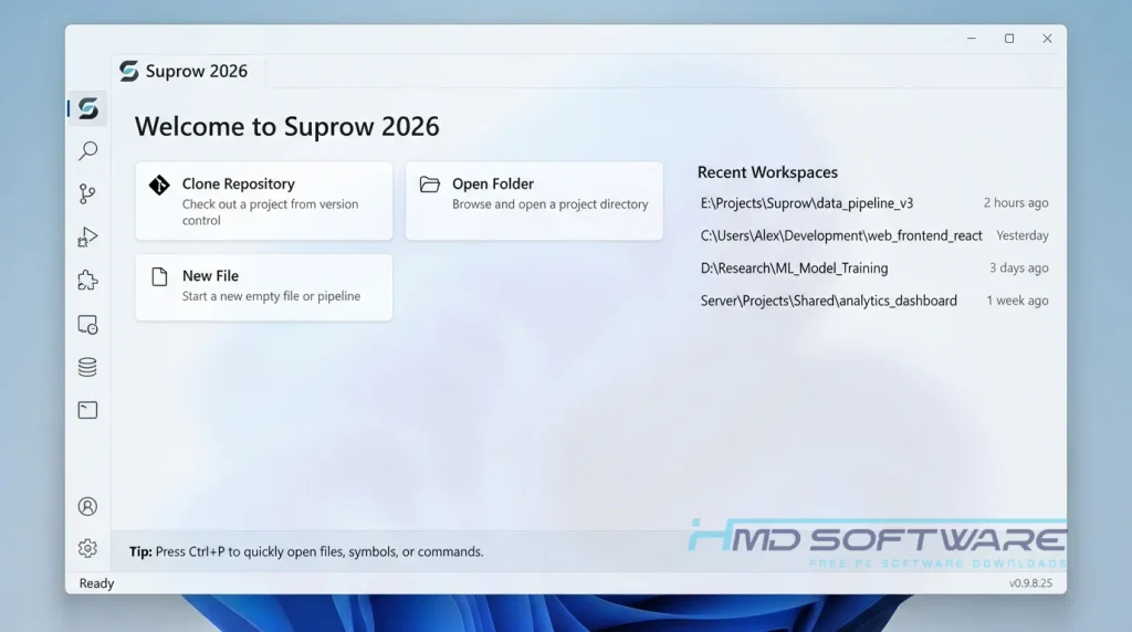 Suprow Browser 2026 desktop application dashborad By HMD Software