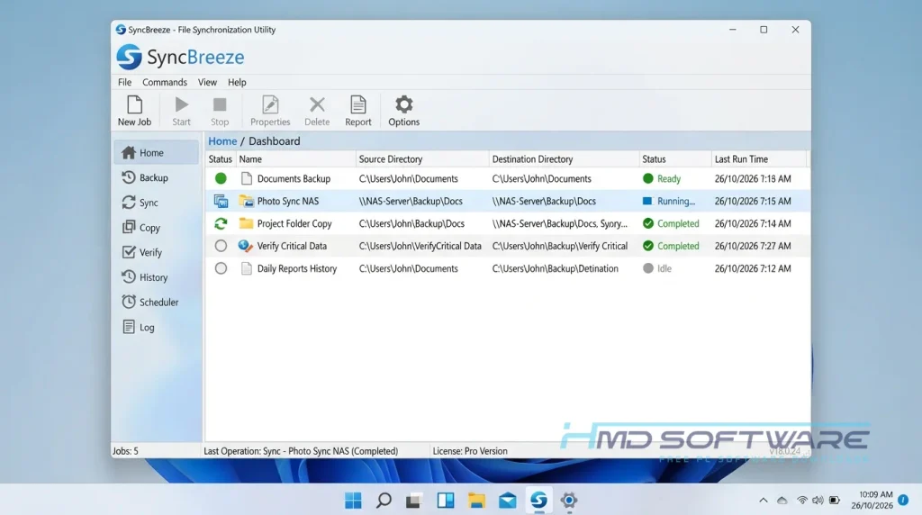 SyncBreeze 18.0.24 Dashboard file synchronization By HMD Software