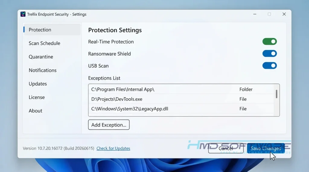 Trellix Endpoint Security settings By HMD Software
