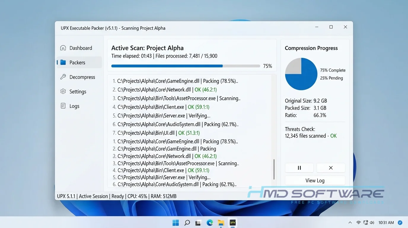 UPX 5.1.1 executable compression scan By HMD Software
