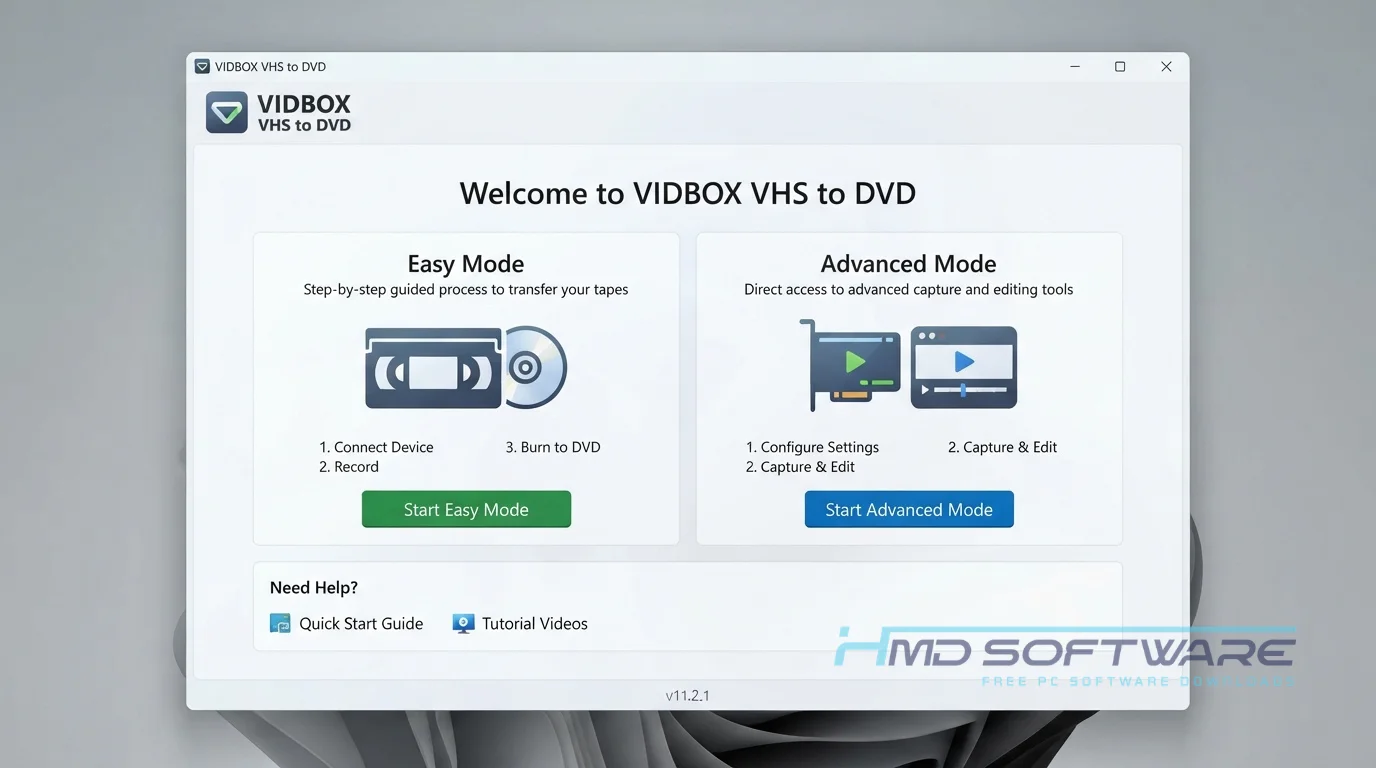 VIDBOX VHS to DVD 11.2.1 dashboard By HMD Software