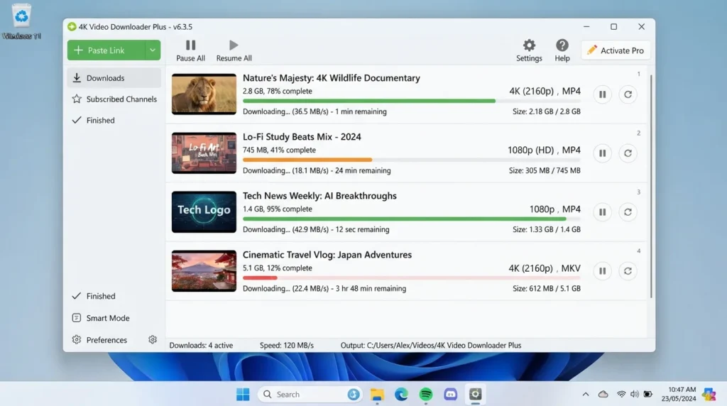Video downloader application workspace by HMD Software