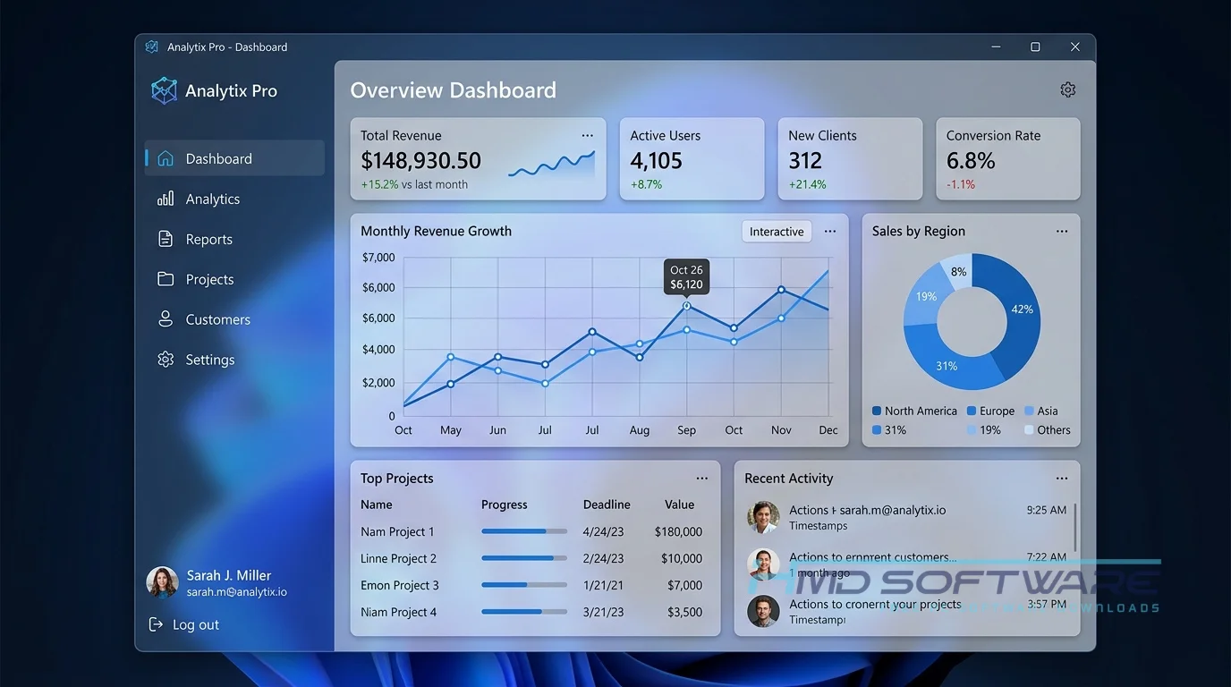 Windows 11 Pro 26200.8246 desktop UI by HMD Software
