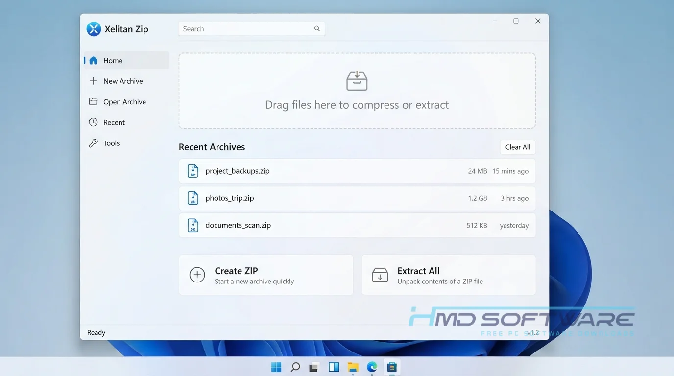 Xelitan Zip 1.2 desktop application By HMD Software