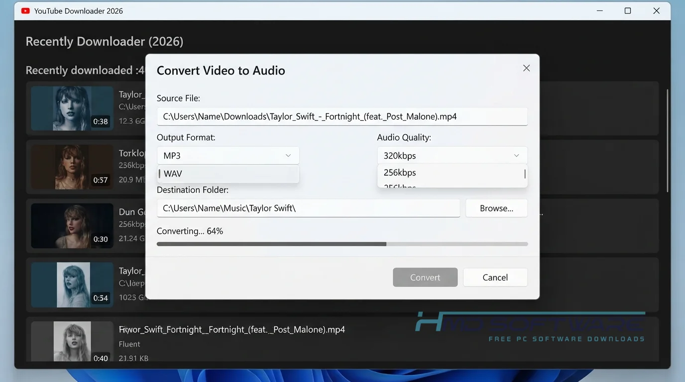 YouTube Downloader converting video By HMD Software