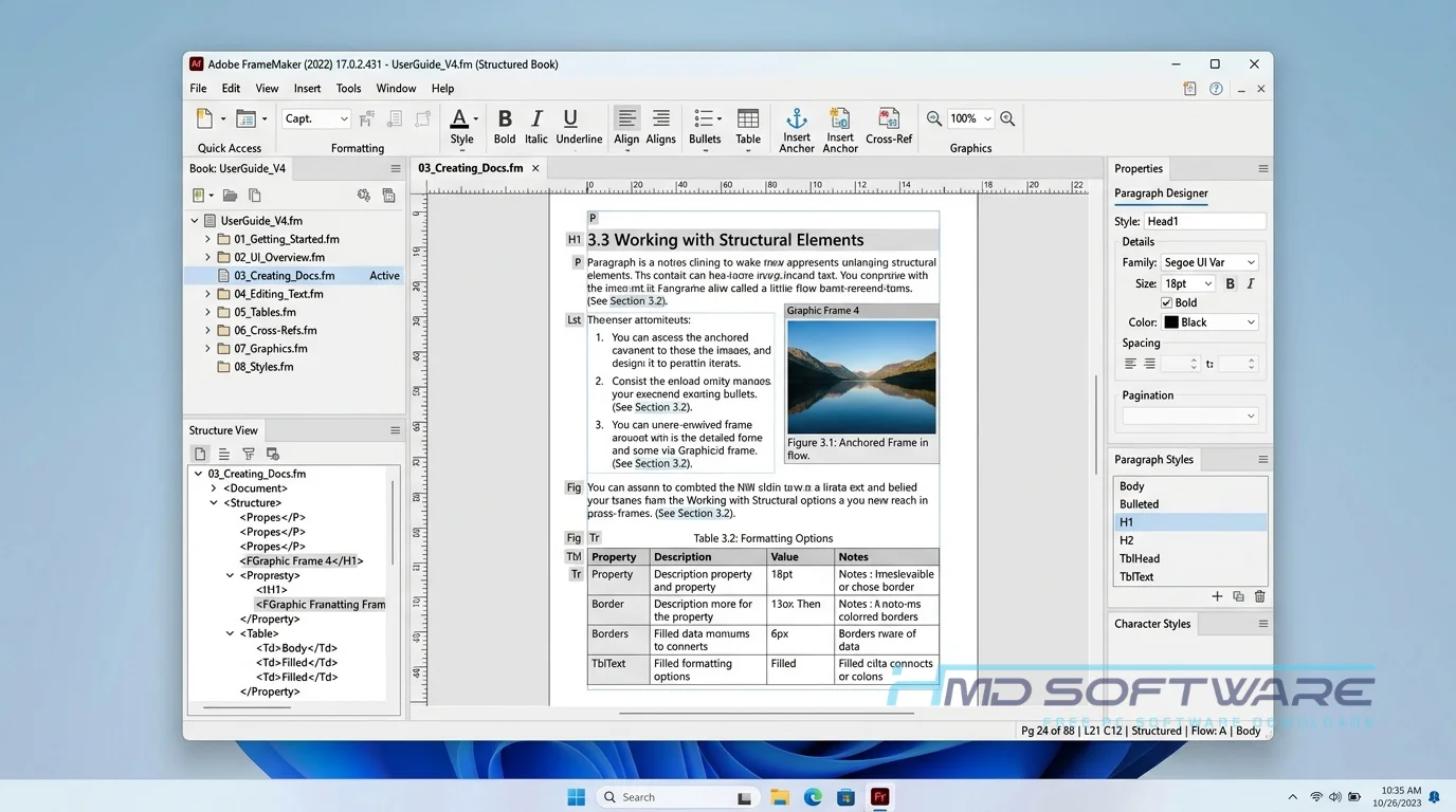 Adobe FrameMaker 2022 17.0.2.431 interface by HMD Software