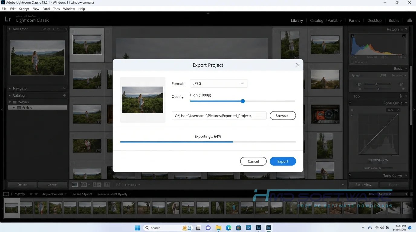 Adobe Lightroom Classic 15.2.1 Export Modal by HMD Software