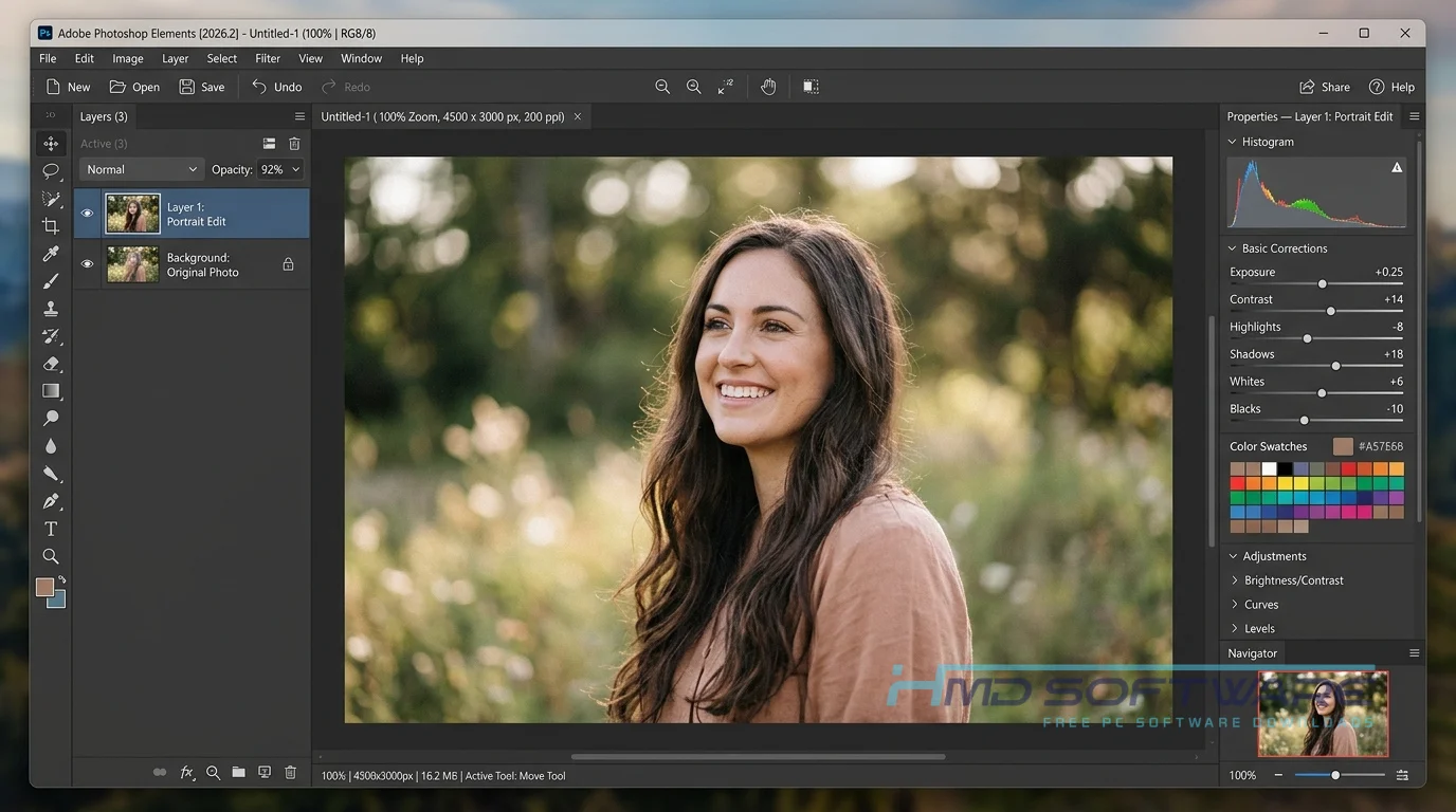 Adobe Photoshop Elements 2026.2 main workspace by HMD Software