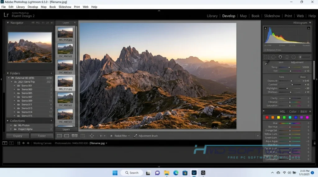 Adobe Photoshop Lightroom 2026 6.5.0 screen capture editing by HMD Software