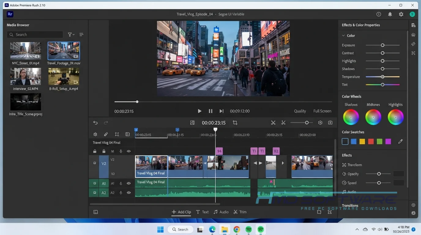 Adobe Premiere Rush 2026 editing work by HMD Software