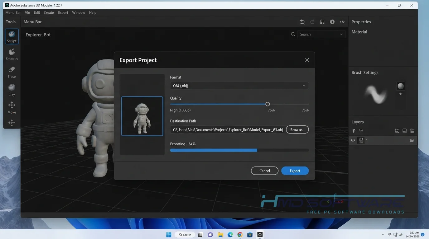 Adobe Substance 3D Modeler 1.22.7 export project by HMD Software