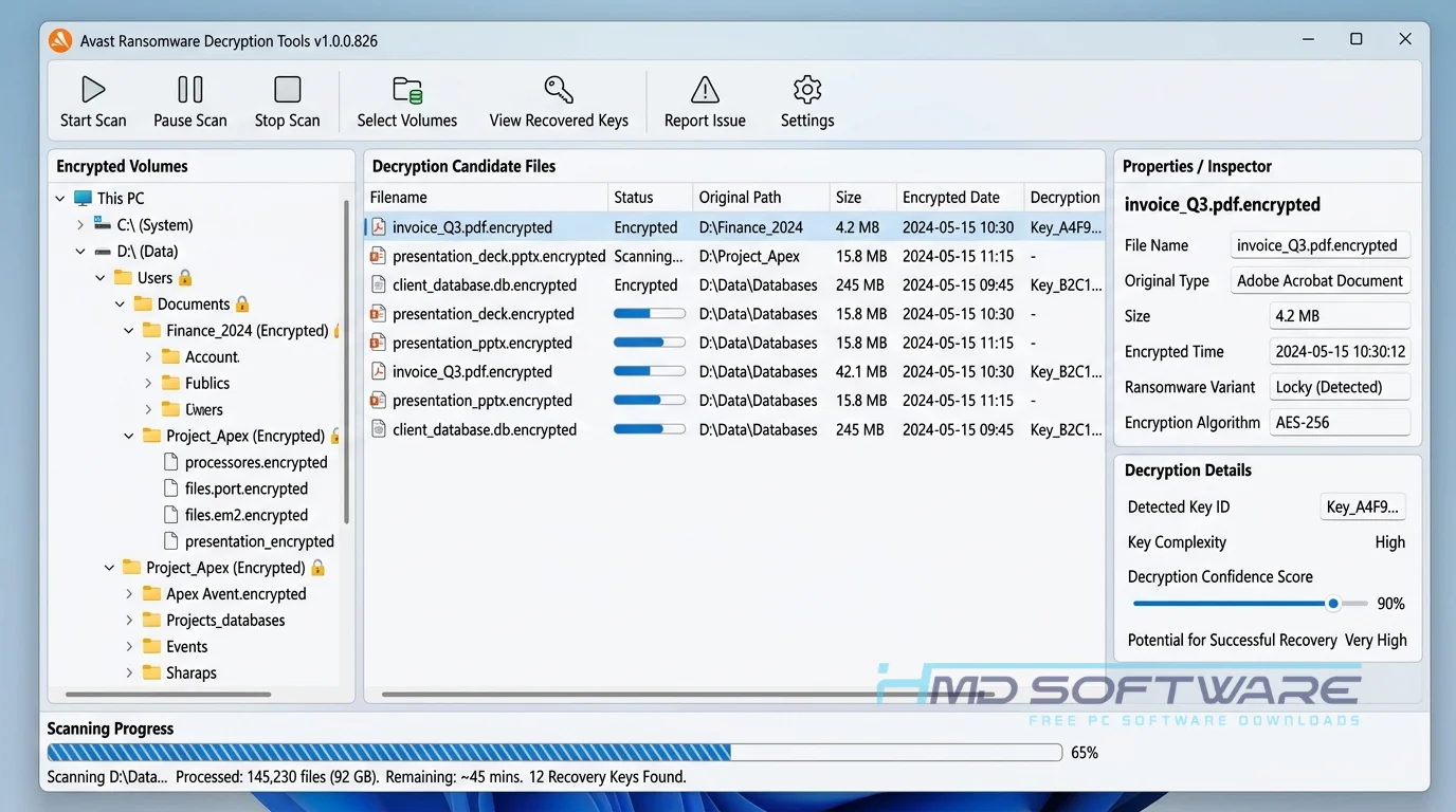 Avast Ransomware Decryption Tools 1.0.0.826 workflow by HMD Software