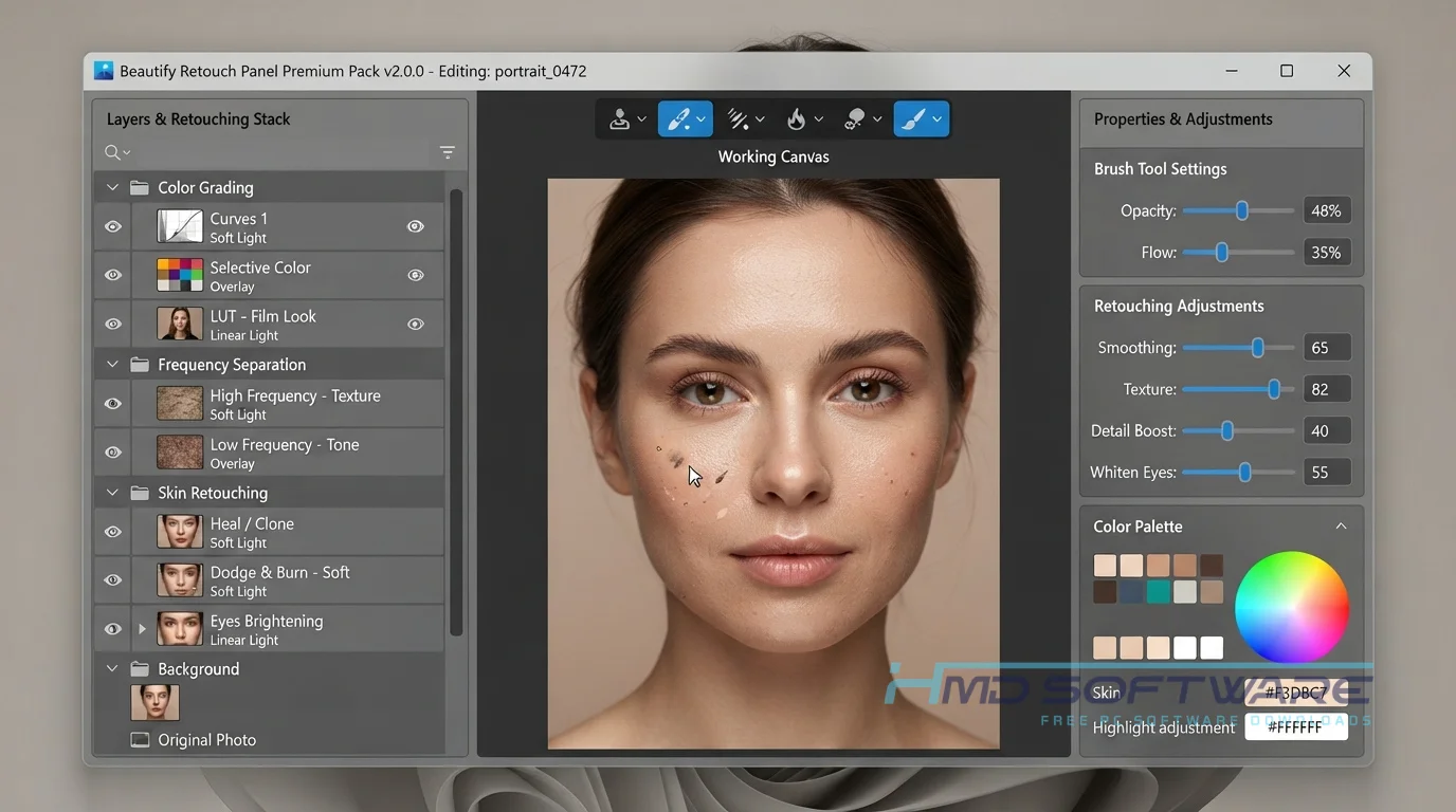 Beautify Retouch Panel 2020 application by HMD Software
