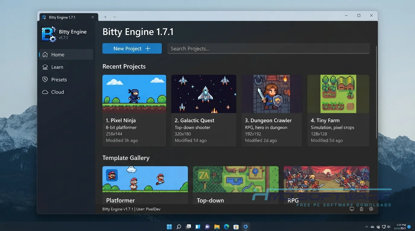 Bitty Engine 2026 1.7.1 dashboard by HMD Software