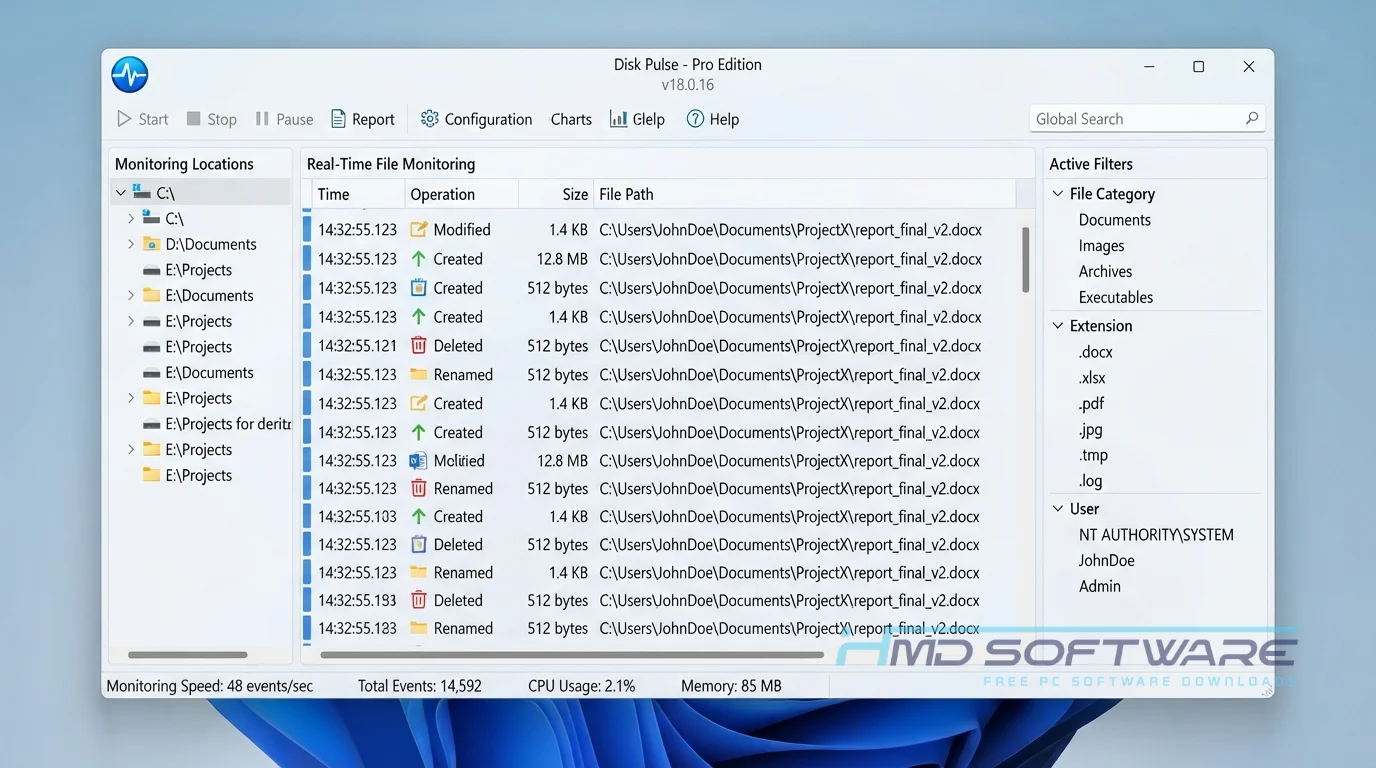 Disk Pulse 18.0.16 application UI by HMD Software