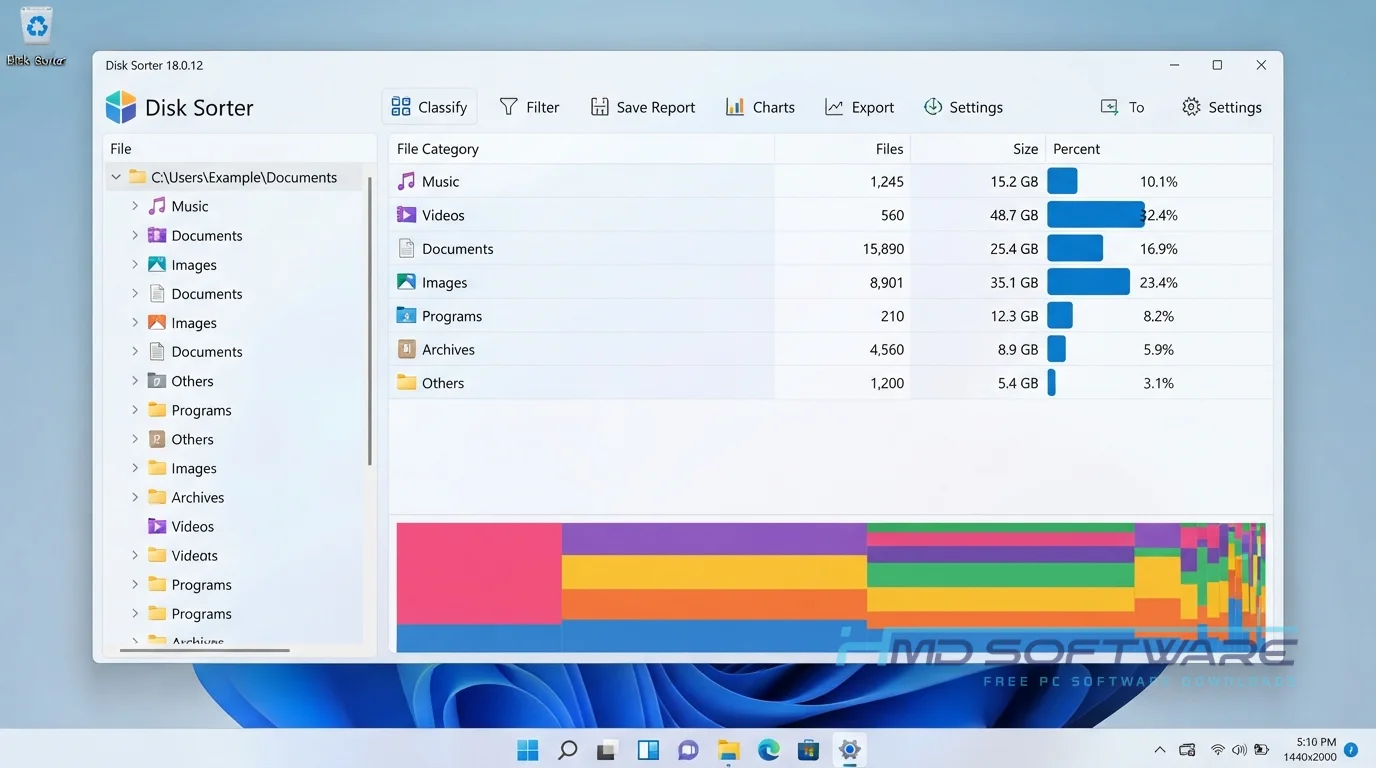 Disk Sorter 18.0.12 application UI by HMD Software