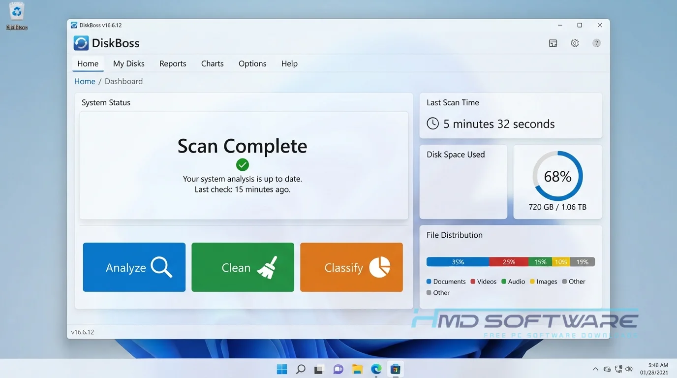 DiskBoss 2026 16.6.12 application on Windows 11 by HMD Software