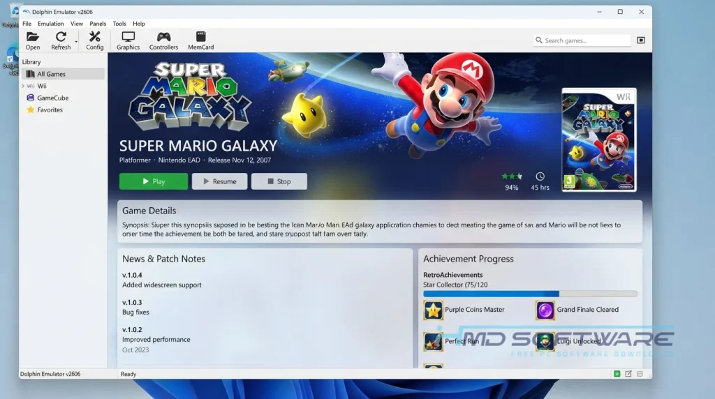 Dolphin Emulator 2026 2606 UI screen capture by HMD Software