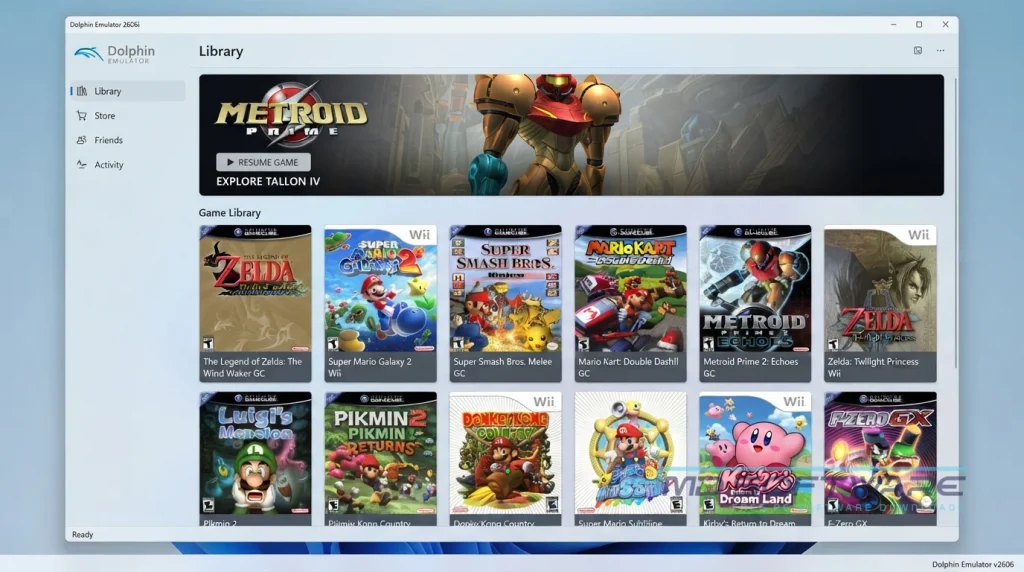 Dolphin Emulator 2026 Library screen capture by HMD Software