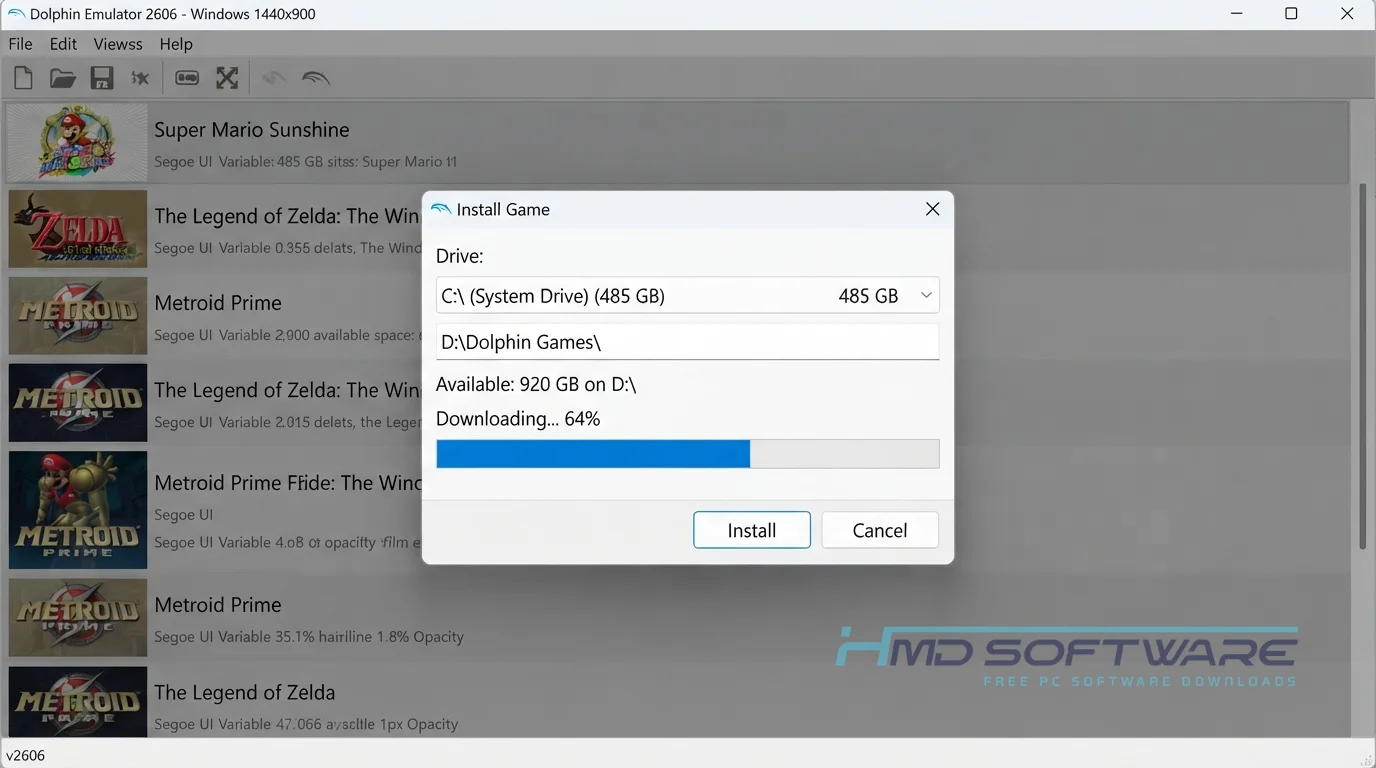Dolphin Emulator 2606 Install Game dirive by HMD Software