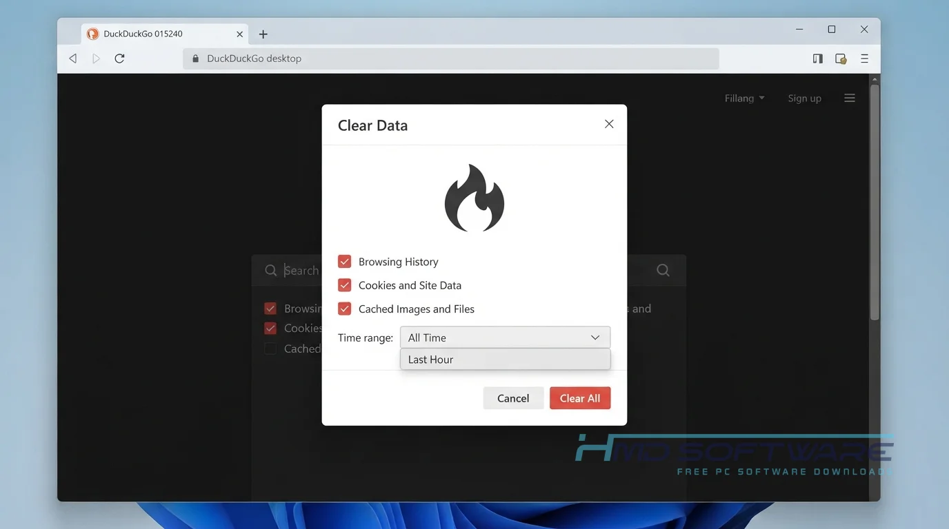 DuckDuckGo clear data modal by HMD Software