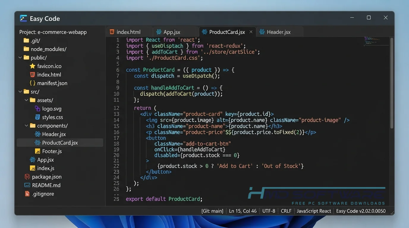 Easy Code 2026 UI screen capture by HMD Software