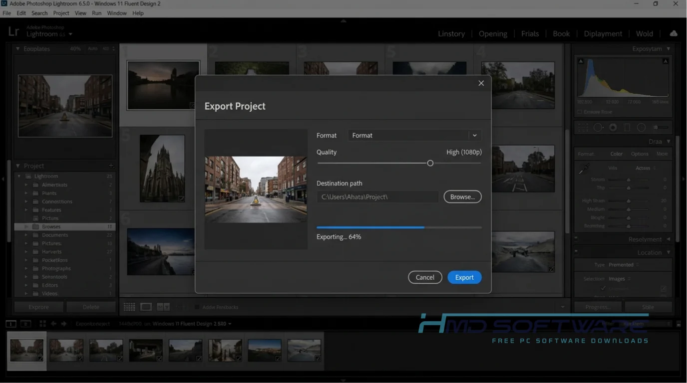 Export modal in Adobe Photoshop Lightroom 6.5.0 by HMD Software