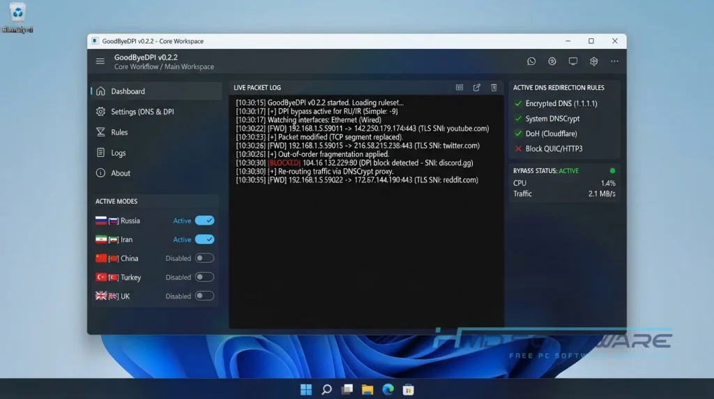GoodbyeDPI 2026 version 0.2.2 workspace by HMD Software