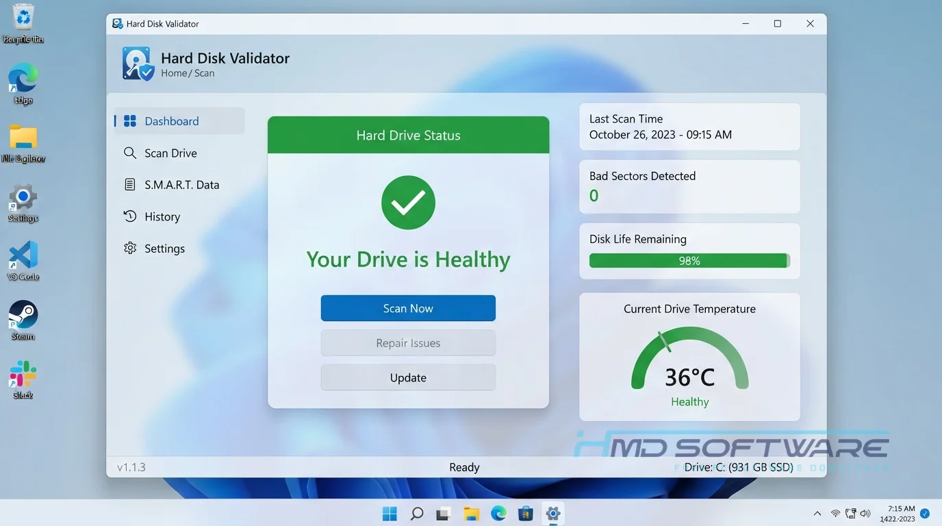 Hard Disk Validator 2026 1.1.3 application by HMD Software