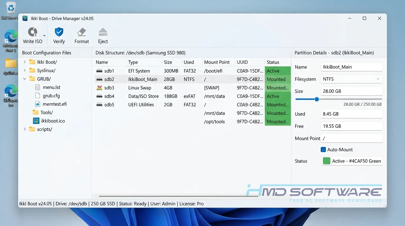 Ikki Boot 2024 main workspace screen by HMD Software