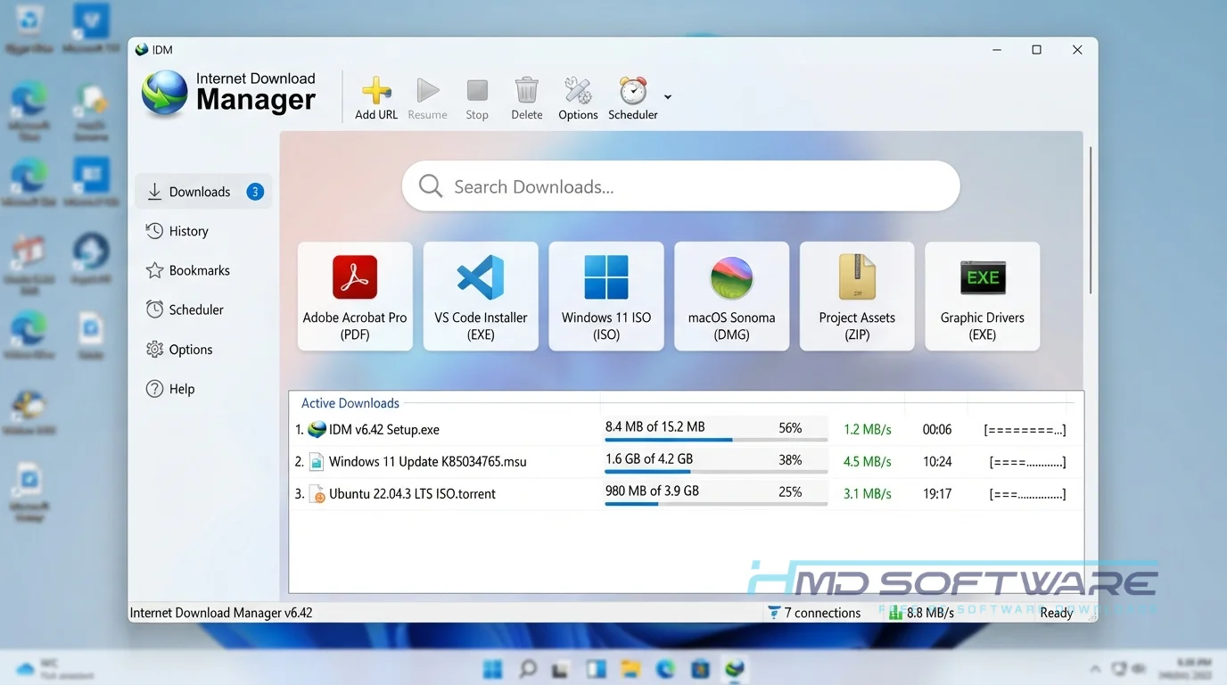 Internet Download Manager 2026 6.42 Dashboard by HMD Software
