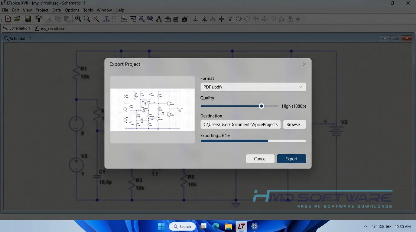 LTspice Export Modal UI by HMD Software